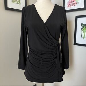 🌚 Black Label by Evan Picone Faux Wrap Blouse